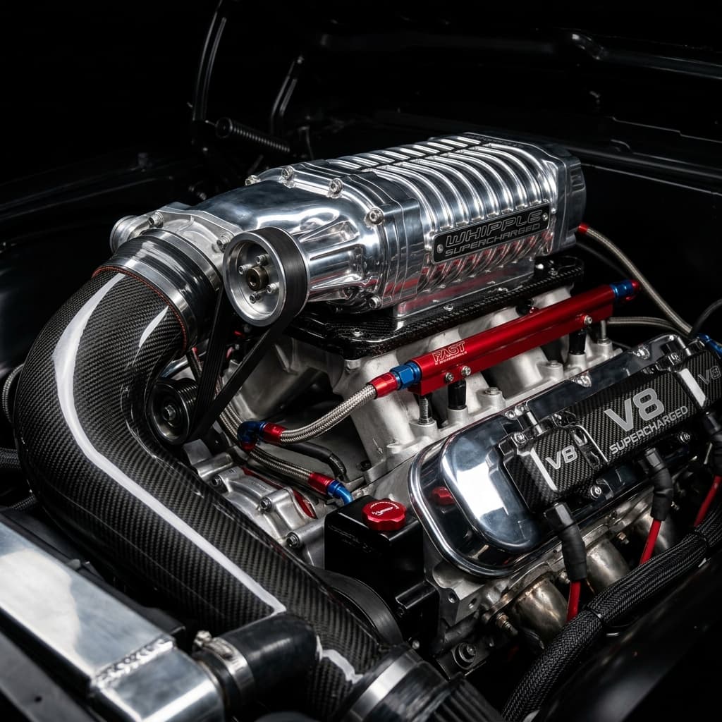 Detalhe do motor V8 supercharged